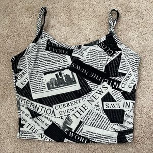 Newspaper print top spaghetti